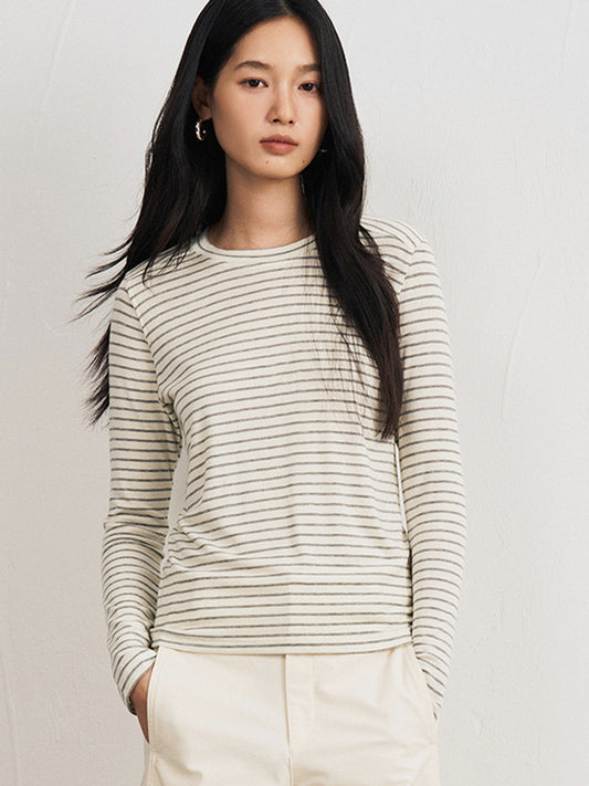 Women's Lyocell Wool Blend Knit Top | Soft Natural Fiber Long Sleeve